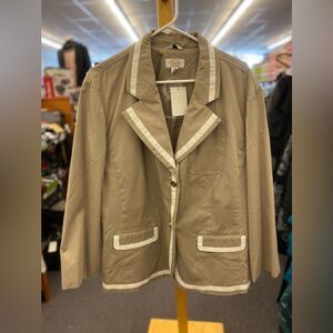 Talbots Ladies 20W Tan & White Suit Coat